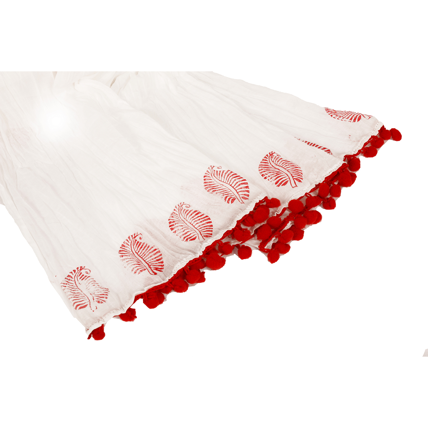 POTLI DIY Craft Kit (for All Ages) Block Print Your Own Dupatta - Leaf Design (Red)