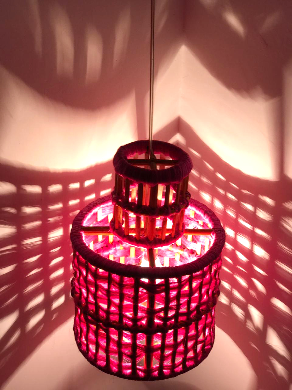 Pink Sisal hanging lamp