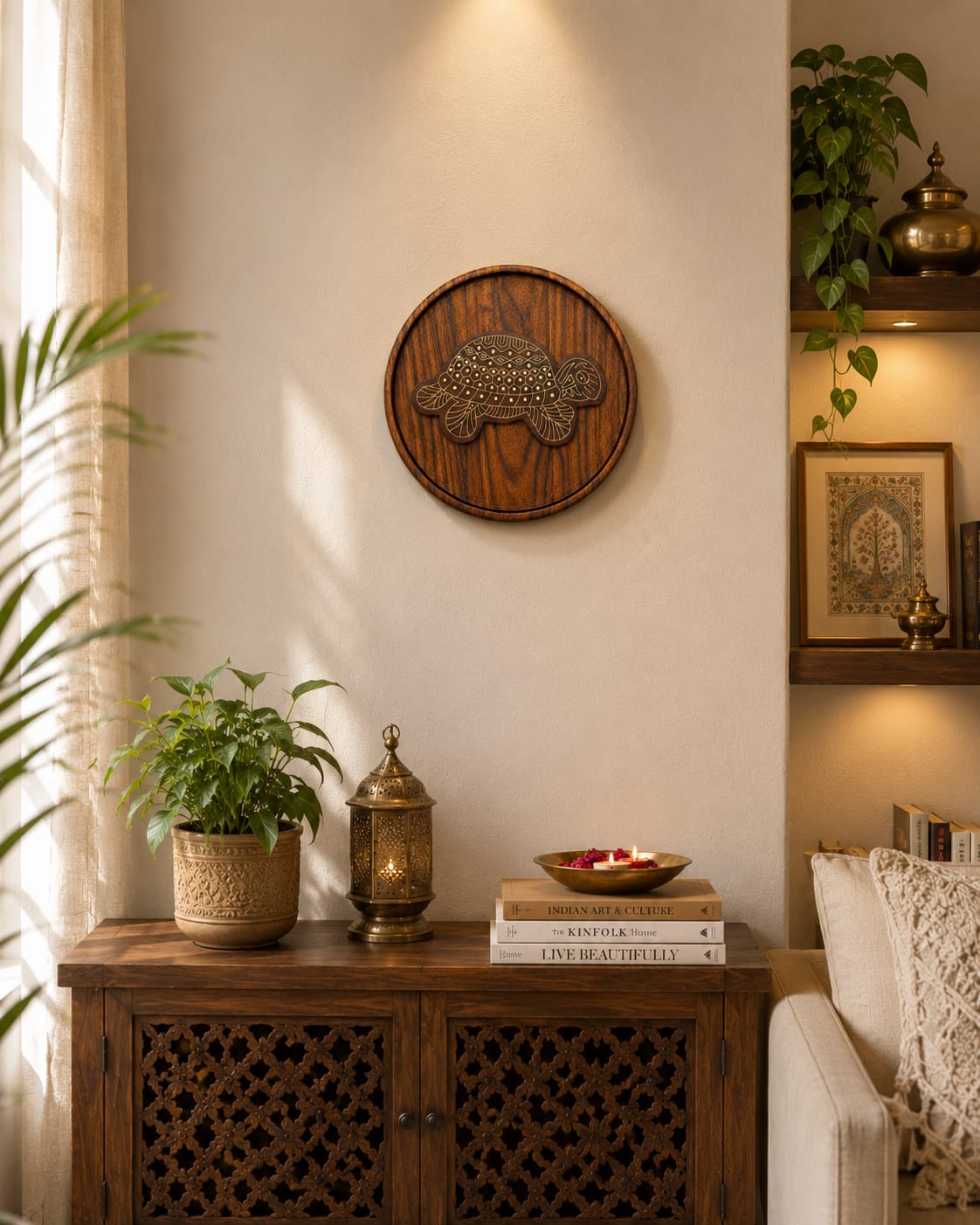 Sheesham Wood Round Wall Hanging