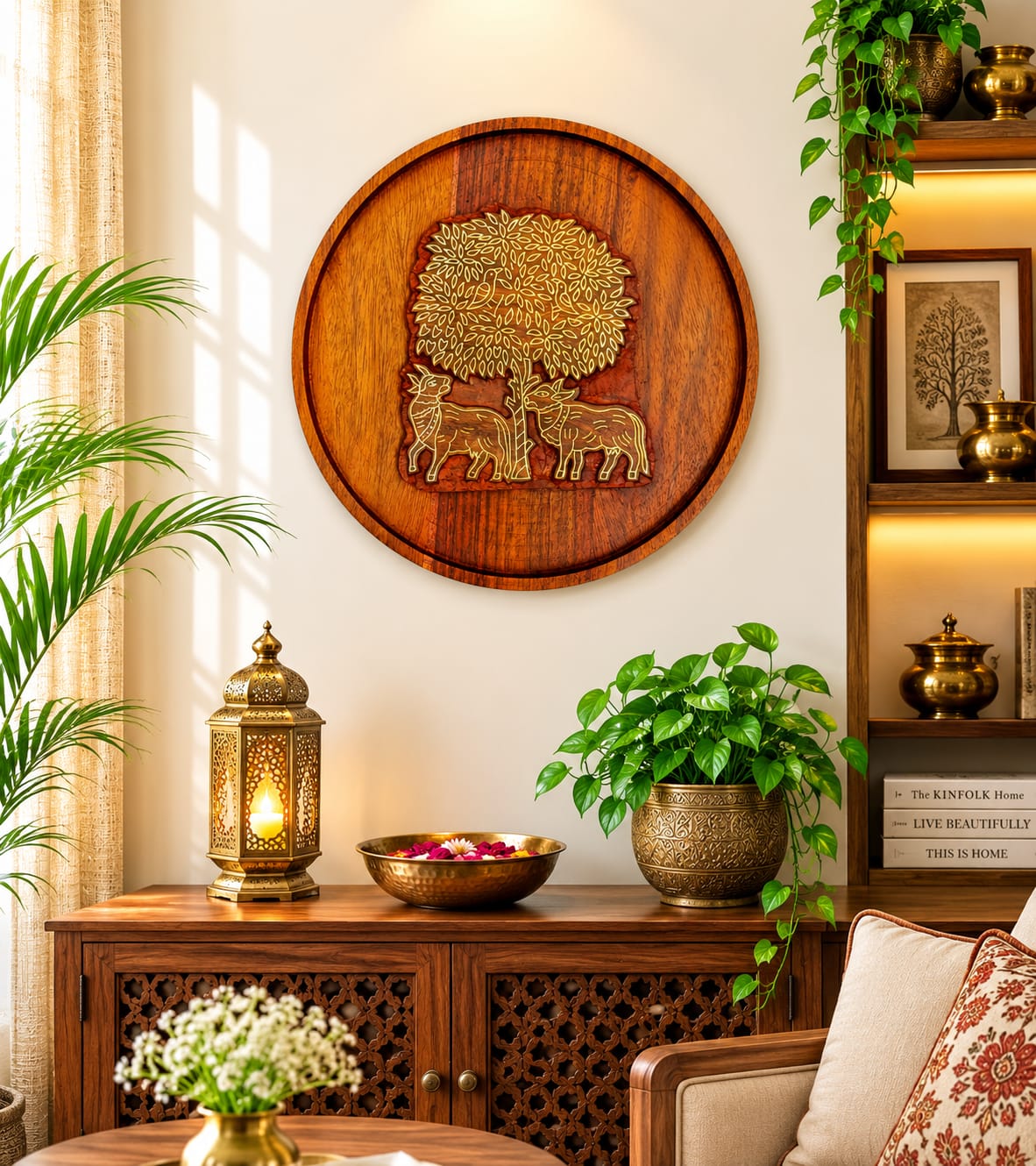 Sheesham Wood Round Wall Hanging
